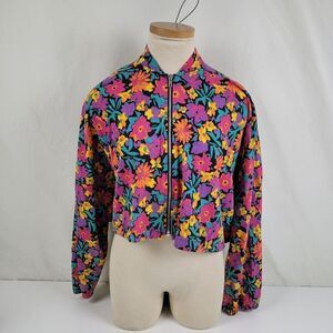 Vintage 60's Hana Sport Made in USA Cropped Psychedelic Floral Jacket‎ One Size